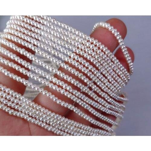 AA loose beads freshwater pearl white ROUNDEL 3-4mm wholesale for DIY for jewelry 14inch