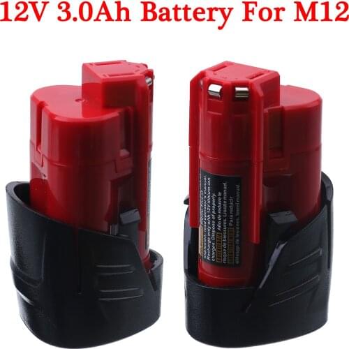 12V 3.0Ah Rechargeable 3000mAh Battery for Milwaukee M12 XC Cordless Tools 48-11-2402 48-11-2411 batteries 48-11-2401 MIL-12A-LI