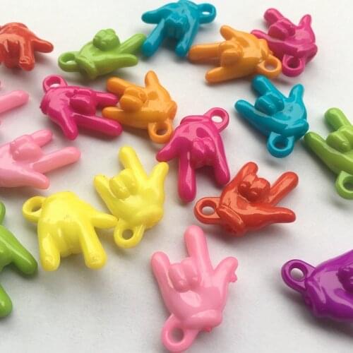 Acrylic Victory gesture modeling beads for Jewelry making Pendant hanging hole DIY bracelet Childrens toys Accessory