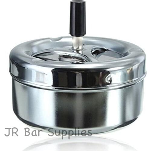 Free Shipping 11cm Round Push Down Cigarette Ashtray with Spinning Tray
