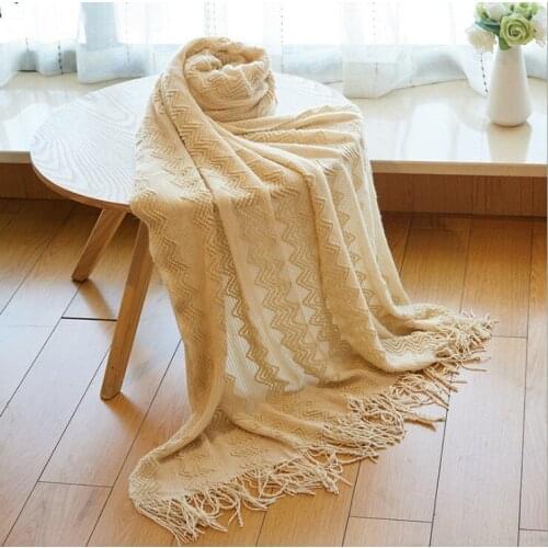 Beige Knitted Throw Travel Blanket with Golden Thread Grey Khaki Bed Banket Super Soft Blanket Sofa Cover Cool Blanket 130x150cm
