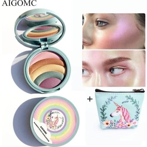 Brand 5 Color Flower 3D Baked Highlighter Palette Bronzer Highlighting Glow Makeup Shimmer Rainbow Highlight Illuminator Contour