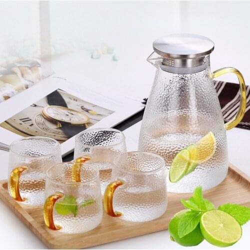 Household Large-capacity Glass Teapot with 304 Stainless Steel Lid Cold Water Juice Jug Explosion-proof Coffee Tea Kettle Set