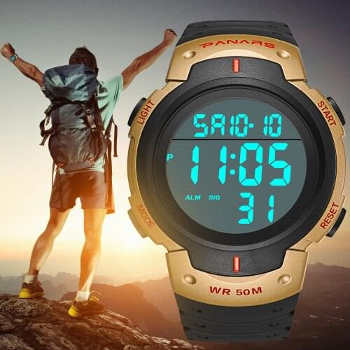 Gold Watch Men Big Dial Outdoor Sport Waterproof Military Watches Multifunction Luminous Led Digital Wristwatches For Male Reloj