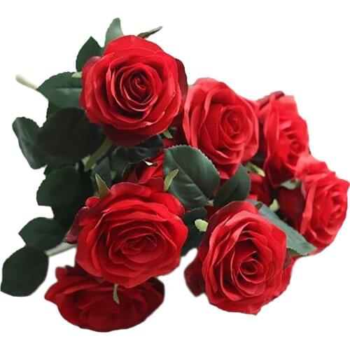 Silk Flower Decoration Rose Bouquet 10 Heads Ornaments European-style Living Room French Style Artificial Flowers Floral