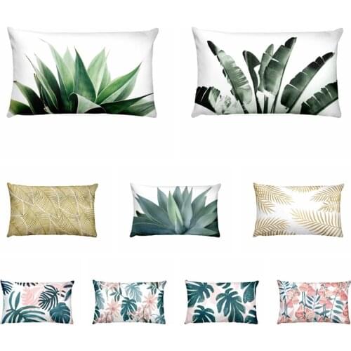 Flowers Birds Green Plants Printed Waist Pillowcase Home Pillow Decoration Almofadas Decorativas Para Sofa Throw Pillow 50*30cm