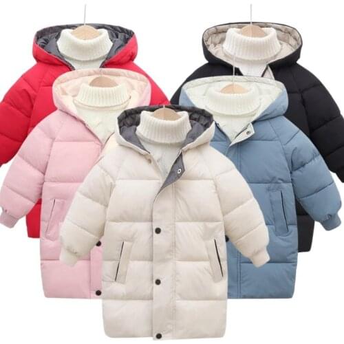New Winter Kids Coats Children Boys Jackets Fashion Thick Long Coat Girls Hooded Outerwear Snowsuit 2-8Y Teen Children Clothes