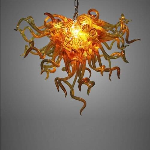 Elegant Tiffany Stained Glass Chandelier LED Light Source Blown Glass Hotel Foyer Chandelier