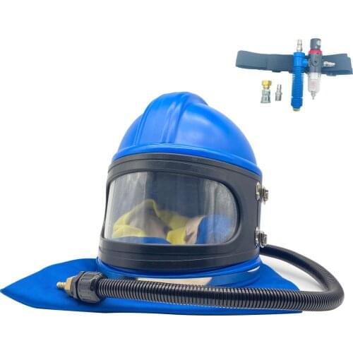 HOLDWIN Blue Sandblaster Hood Blasting Helmet / Air filter /AIR Supplied Safety Sandblast Helmet with Thermostat filter
