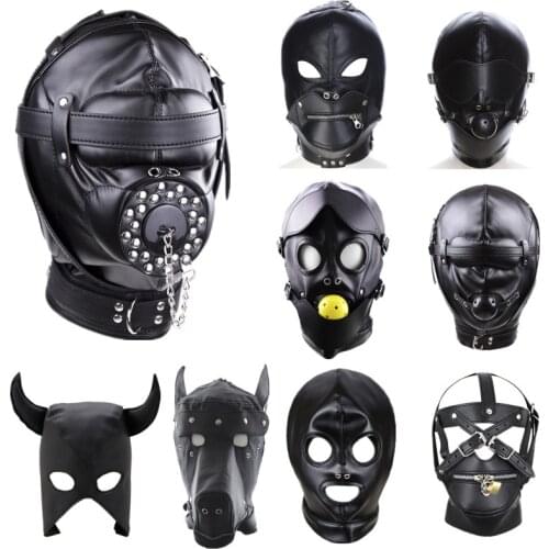 PU Leather Fetish Hood Headgear Sex Toys for Women BDSM Bondage Sex Mask Bdsm Toys Adult Games Sex Products for Adults