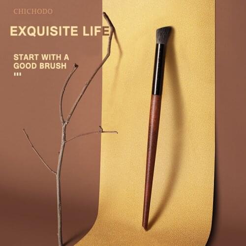 CHICHODO Makeup Brush-2021 New Amber Series Carved Tube Animal Hair Brush-Goat Hair Nasal shadow Brush-Cosmetic pen beauty-E222