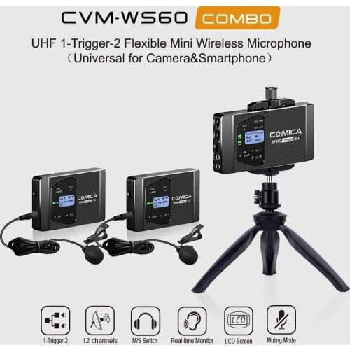 COMICA Microphone CVM-WS60 COMBO Trigger Flexible Mini Wireless Mic System for Smartphone Camera Recording Studio professional