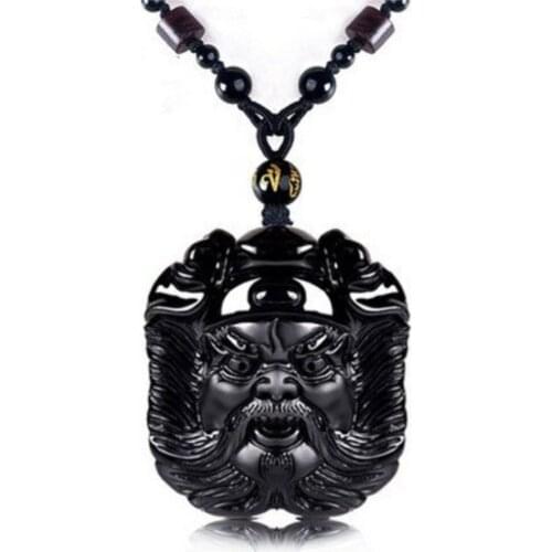 Beautiful Chinese handmade exquisite obsidian pendant zhong kui. Chinese myth of the god of the house