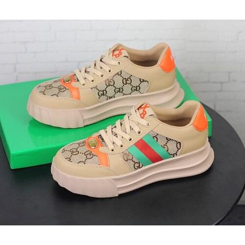 Luxury Retro Design Casual Women Shoes Genuine Leather Platform Printing Vulcanized Shoes Women Fashion Comfortable Sneakers
