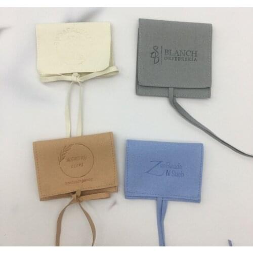 Custom Microfiber Jewelry Pouches Personalized Logo Envelope Bag Chic Small Jewellery Necklace Earrings Packaging Pouches Bags