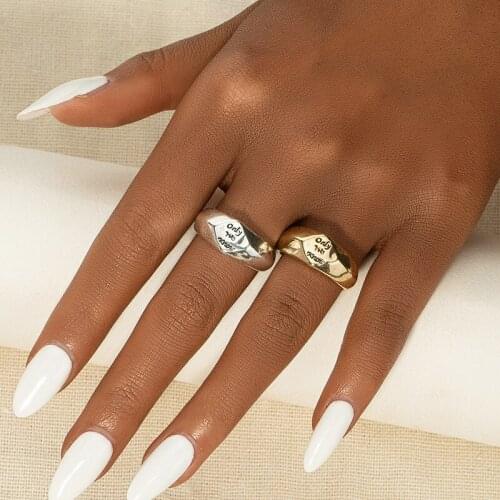 Ins Trendy Antique Gold ONLY WE KNOW Letters Best Friends Knuckle Minimalism Finger Rings Korean Fashion Women Party Jewelry