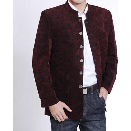 Fall middle-aged jacket men suit birthday spring and autumn tunic suits mens single-breasted coat stand collar tang suit S - 3XL
