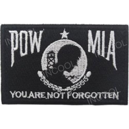 3D Embroidery Patch POW MIA YOU ARE NOT FORGOTTEN Patch Military Patches Tactical Emblem Applique Embroidered Badges