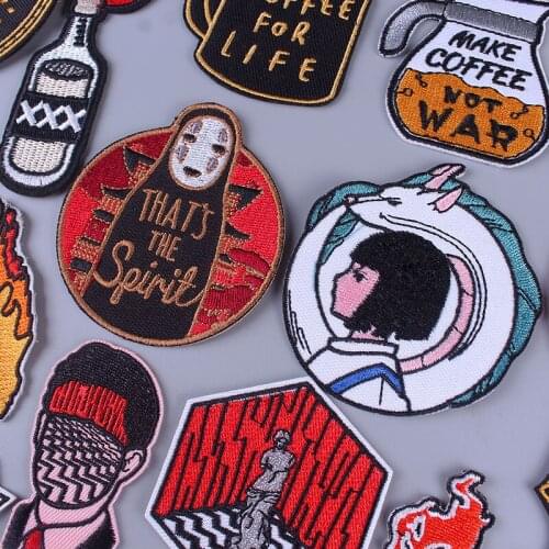 Spirited Away Patch On Clothes Faceless Man Stickers Iron On Patches For Clothing Letters Appliques Stripe DIY Badges On Dress