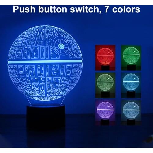 3D Night Light LED Illusion Table Desk Lamp Star Wars Light Rechargeable Home Light With 7 Colors For Bedroom Living Room