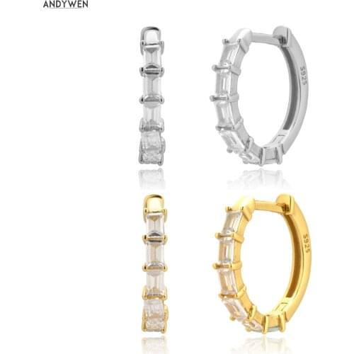 ANDYWEN New 925 Sterling Silver Gold Clear 12.5mm BIig Hoops Women Fashion Luxury Fashion Jewelry For Female Piercing Ohrringe