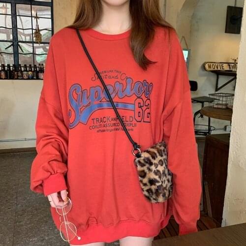 New Hip Hop Streetwear Vintage Letter Print Sweatshirt Women Hoodie American Casual Oversized Clothes for Teens 2021 Harajuku