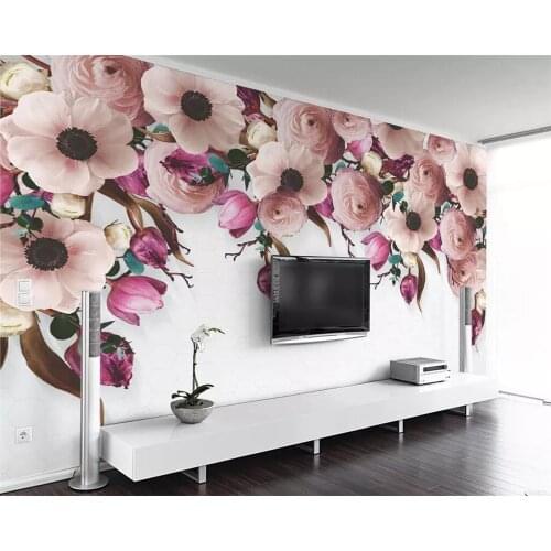 Beibehang Custom wallpaper American hand-painted rose flower vine modern TV background wall home decoration murals 3d wallpaper