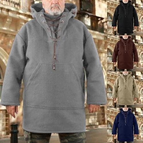 Autumn Winter Jackets Men Long Sleeve Hooded Jacket Coat Mens Plus Size M-4XL lace up Hooded Coat Men Outerwear veste homme