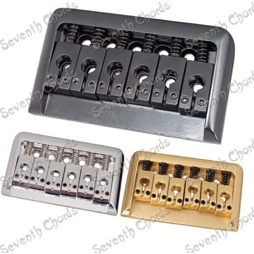 A Set Vintage Type Ashtray 6 string Saddle Bridge for Electric Guitar/Strings through body.- Chrome - Black - Gold