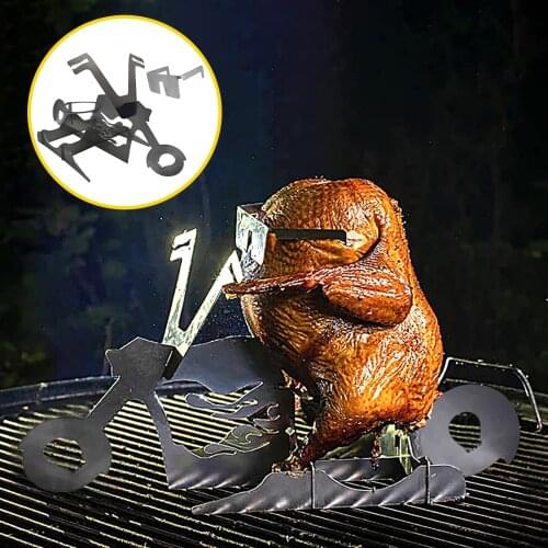 Portable Chicken Stand Beer American Motorcycle Bbq Stainless Steel Rack With Glasses Indoor Outdoor Use Camping Accesorios