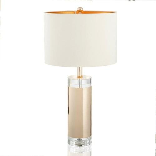 Post-Modern Creative High-End Cylindrical Crystal Lamp American Simple Villa Living Room Bedroom Bedside Table Lamp