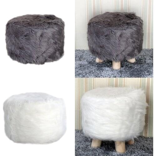 Pouf Cover Footstool Covers, Living Room Fluffy Soft Foot Stool Sleeve, Decorative Home Chair Cover