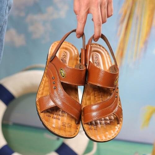 Mens Sandals Mens Summer New Casual Beach Shoes Leather Fashion Breathable Sandals Tide Mens Roman Sandals Leather Sandals