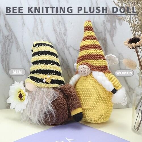 Bumble Bee Cloth Miniatures Plush Doll Ornaments Gnome Elf Figurines Women Men Scandinavian Swedish Home Decor