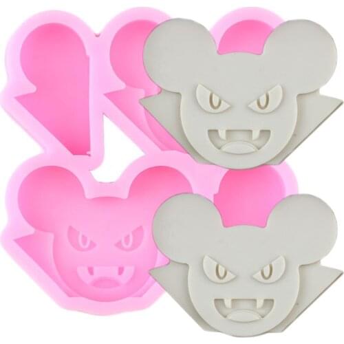 Disney Devil Mickey Silicone Straw Topper Molds DIY Keychain Epoxy Resin Mold Halloween Fondant Cake Decorating Chocolate Moulds