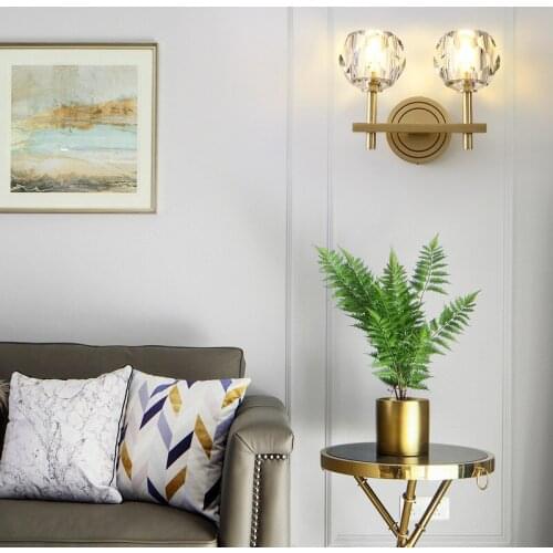 Nordice vintage light gooseneck glass wall sconces bedroom light crystal corridor bedroom bedside bedside wall lamp