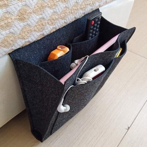 Felt Bedside Storage Organizer Bed Desk Bag Sofa TV Remote Control Hanging Caddy Couch Storage Organizer Bed Holder Pockets 3
