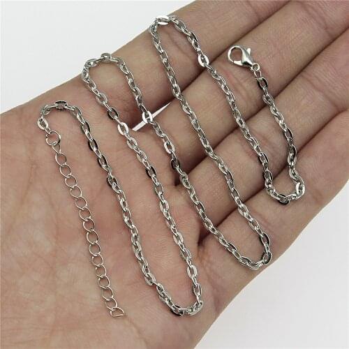 WYSIWYG 5pcs 43+5cm Metal Chain With Lobster Clasp Necklace Chain Jewelry Findings Necklace Making