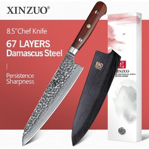 XINZUO 8.5" inch Chef Knife 67 Layer Damascus Stainless Steel Sharp Kitchen Newarrive Santoku VG10 Gyuto Knives Rosewood Handle