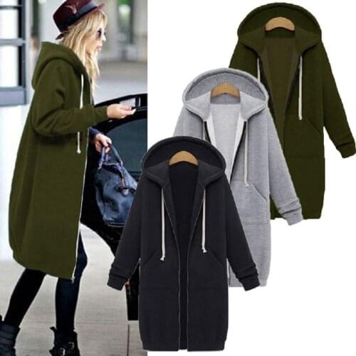 Women Hoodie Zipper Long Coat Sweatshirt Plus Size 5XL Hooded Jacket 2019 New Autumn Winter Ladies hoodies