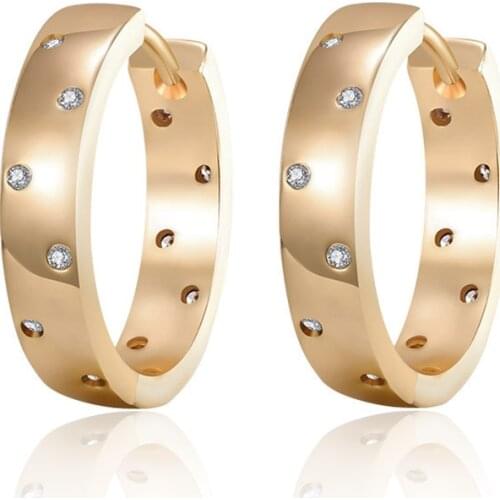 Simple Gold Silver Color CZ Hoop Earrings for Women Cubic Zirconia Small Round Circle Earrings Classic Jewelry Accessories Gifts