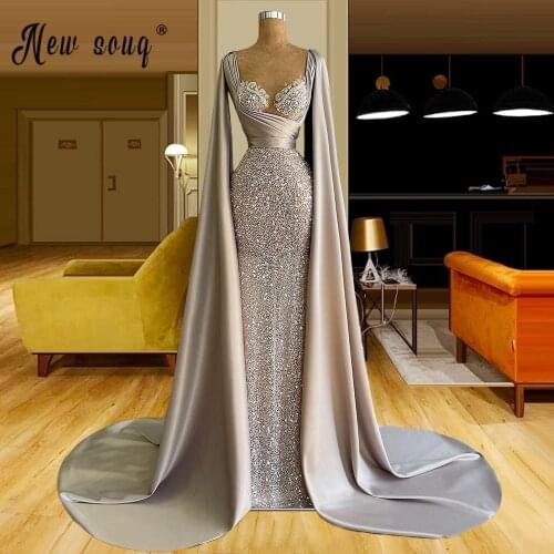 Luxury Cap Sleeve Evening Dress Sweetheart Beaded Sequined Prom Gown 2021 Arabic Classic Long Robes vestido de festa Party Dress