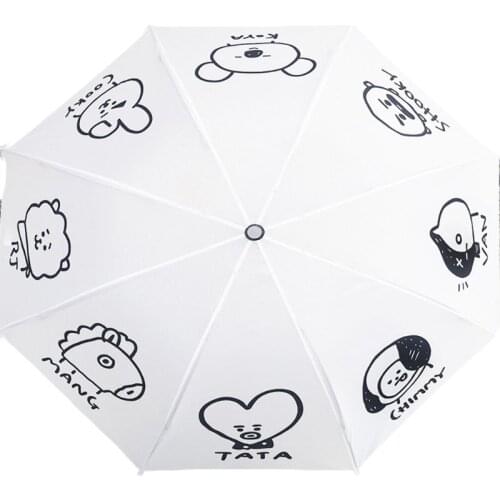 Hot Sale Fashion Umbrella Kpop Star Same Style Cartoon Cute Gifts Fans Girls Sun Rain Umbrellas For Bangtan Boys