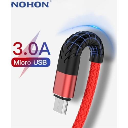 1m 2m 3m Micro USB Cable Nylon 3A Fast Charge USB Data Cable for Samsung Xiaomi LG Tablet Android Mobile Phone USB Charging Cord
