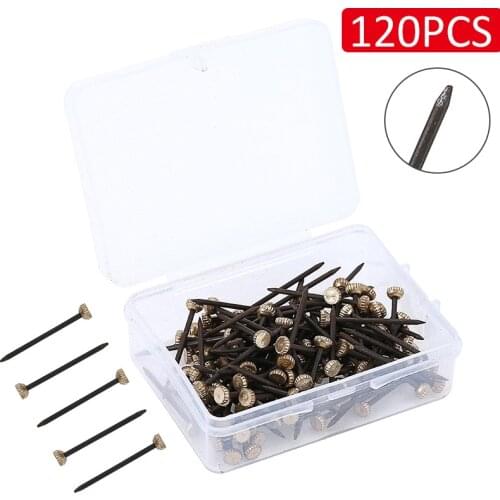 120Pcs Picture Hangers Nails Golden Brass Head Pins Nails Hardened Photo Hook Hangers Wall Pin Kit