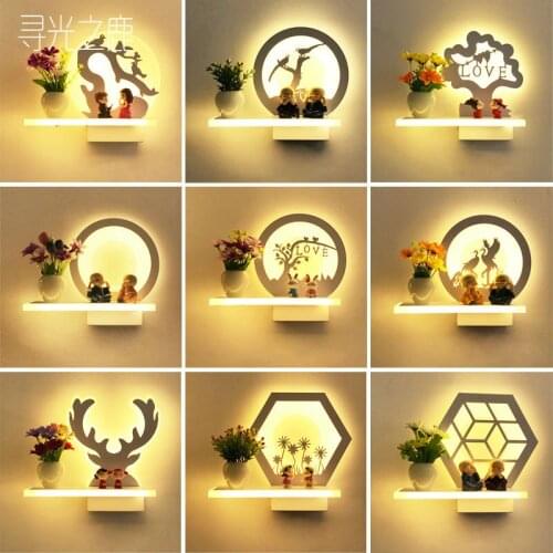15 Styles Acrylic Wall Lamp with Vase Flower Romantic Bedroom Bedside Lamp Living Room Corridor Stairs Sconce Decora Lighting