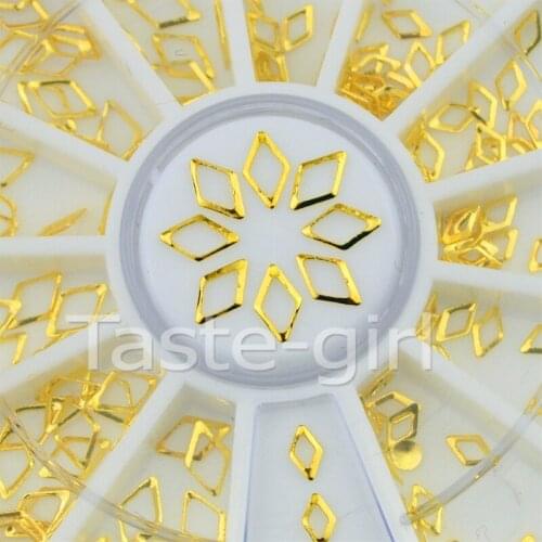 2 Sizes gold diamond shape matel Aolly Rhinestones Wheel For Nail Art Tips Decoration beauty Styling Tools Accessories