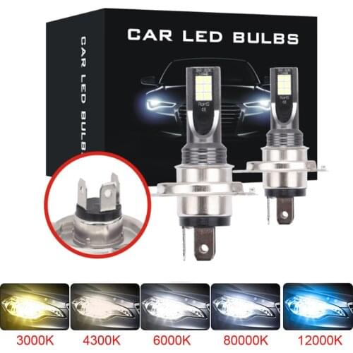 2Pcs H4 H7 H11 H8 H9 9006 HB4 H1 9005 HB3 Car Headlight Bulbs Fog Lamp CSP Chip 12000LM Auto Fog Headlamp Lights 6000K 4300K