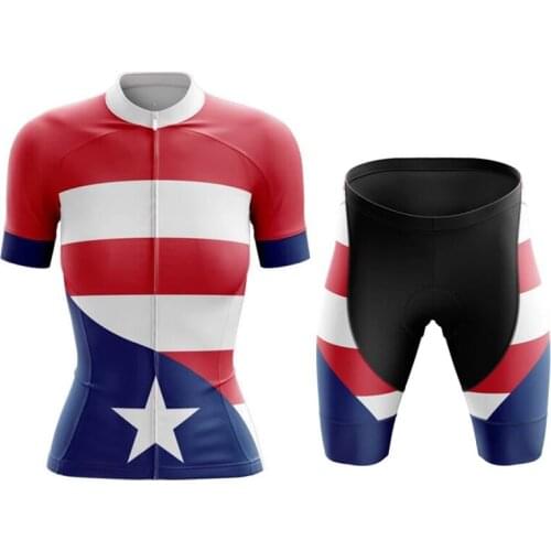 2020 WomenPUERTO RICO Jersey/Cycling sets Customized Road Mountain Race Top cycling clothing GEL Breathable Pad