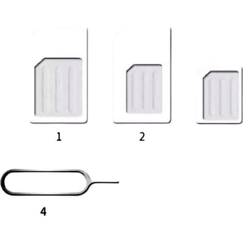 SIM Card Adapter 4 In 1 Micro Sim Adapter with Eject Pin Key Retail Package Nano SIM Card Adapter Kit with Card Pin Standard